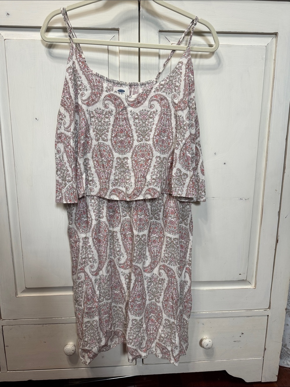 Old Navy Cream Dress with Pink and Mint Paisley Print